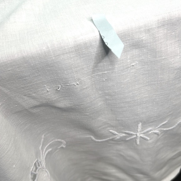 Vintage European Linen Embroidery Cutwork Table Cloth 93” x 126” - Picture 13 of 16